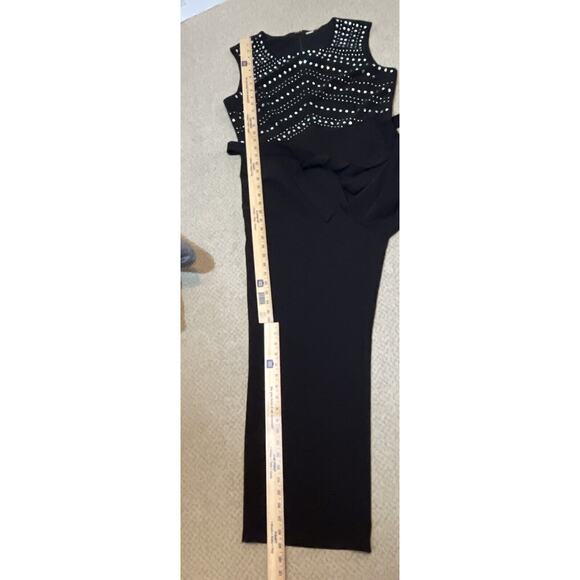 TAHARI Women’s Size 14 Embellished Rhinestones Jumpsuit Black Polyester Spandex - Picture 7 of 9